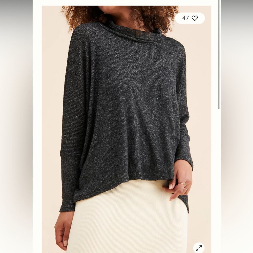 Amadi Cowl Neck Pullover Charcoal Grey Sweater poncho woman’s sz M made in USA